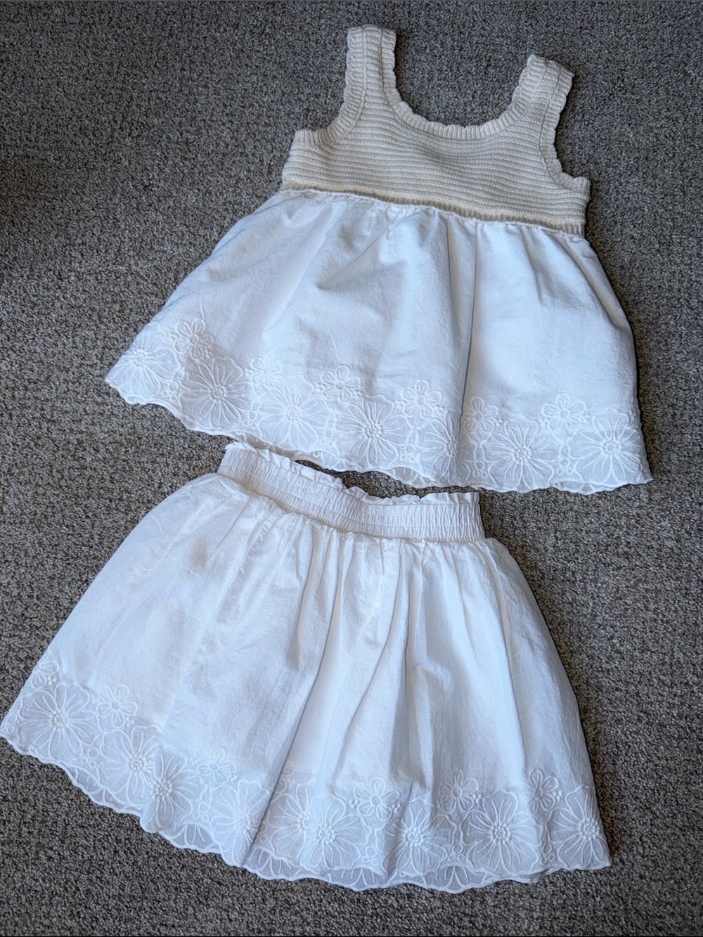 Girls Summer Skirt & Crochet mix top
